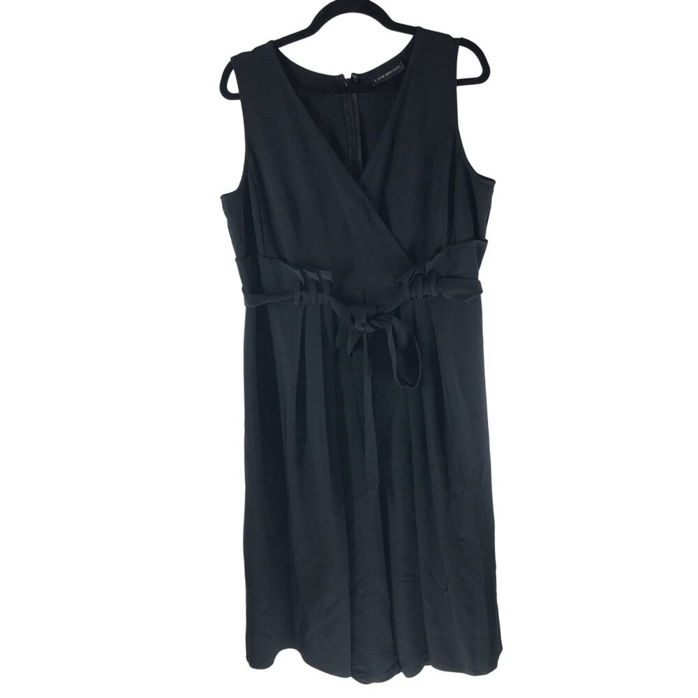Lane Bryant Womens Jumpsuit Pleated Sleeveless Wide Leg Cropped Black 16